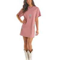 Rock & Roll Denim Women's Coral Rhinestone Star Dress