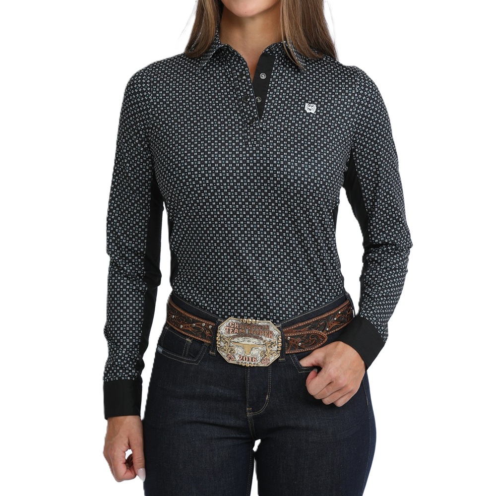 CINCH Women's L/S Hybrid Snap Shirt – Black/Multi – MSK7917004