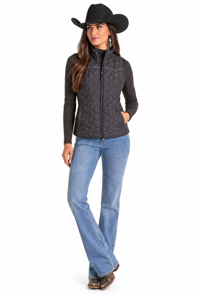 Rock & Roll Denim Women’s Reversible Black & Aztec Vest