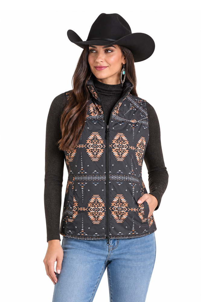 Rock & Roll Denim Women’s Reversible Black & Aztec Vest - Image 4