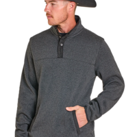 Panhandle Men's Black Melange Henley Pullover DM91C06178