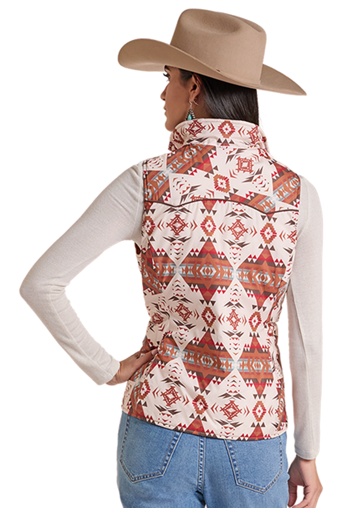 Rock & Roll Denim Women’s Reversible Quilted Aztec Vest - Image 4
