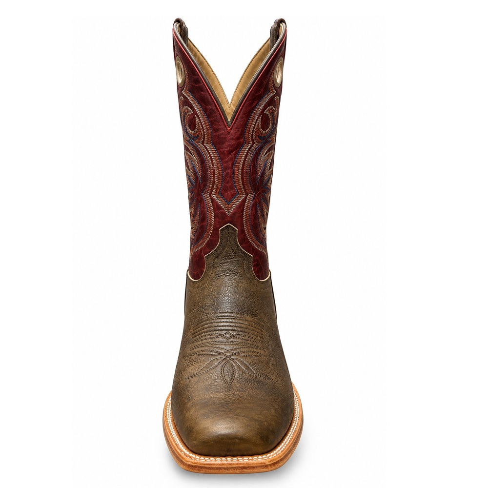 HYER Riley HM12042 Men’s Cutter Toe Cowboy Boots – Tan/Red - Image 2