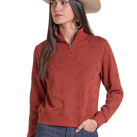 Rock & Roll Brand Women’s Rust 1/4 Zip Pullover LW91T09680