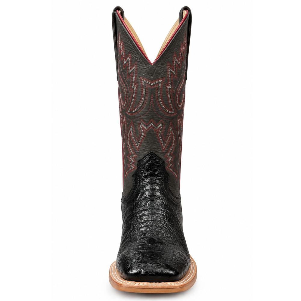 Fenoglio Men’s Black Smooth Ostrich Cowboy Boots - Image 2