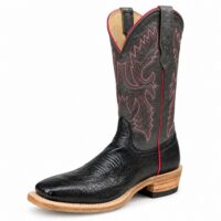Fenoglio Men’s Black Smooth Ostrich Cowboy Boots