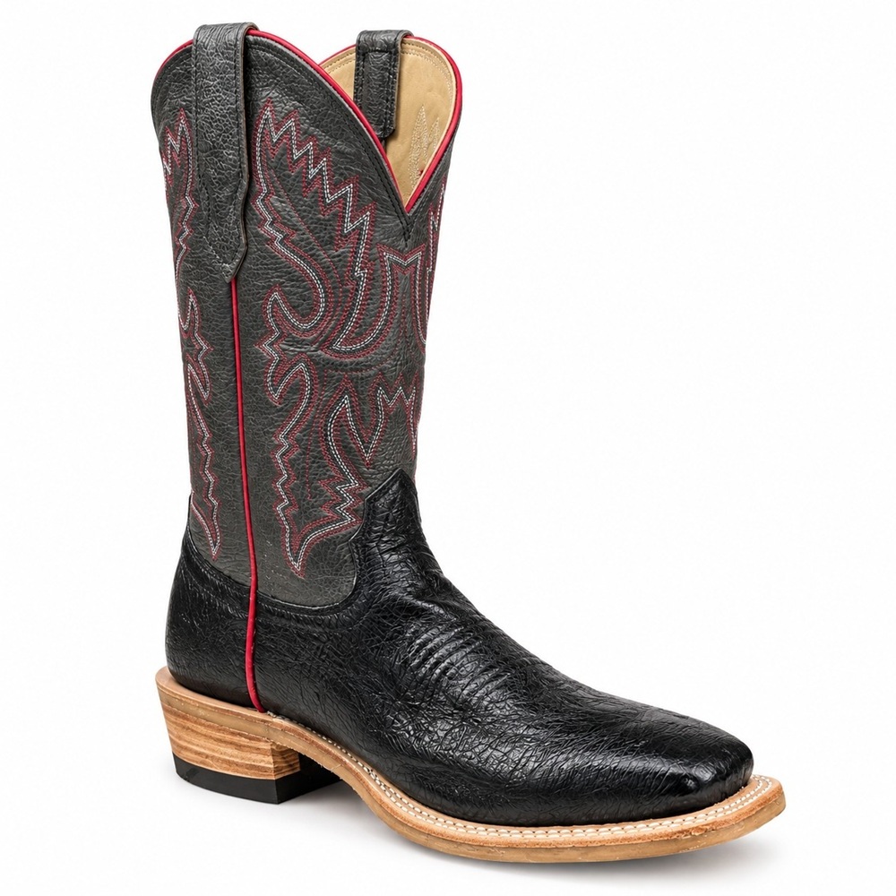 Fenoglio Men’s Black Smooth Ostrich Cowboy Boots - Image 3