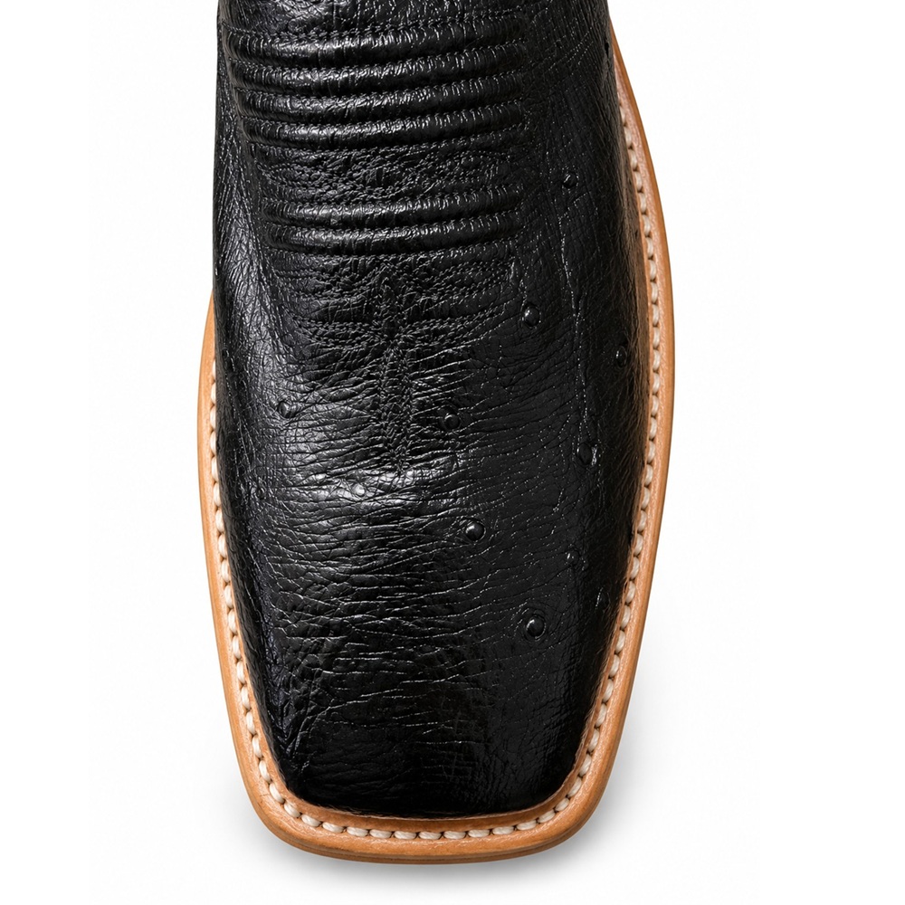 Fenoglio Men’s Black Smooth Ostrich Cowboy Boots - Image 6