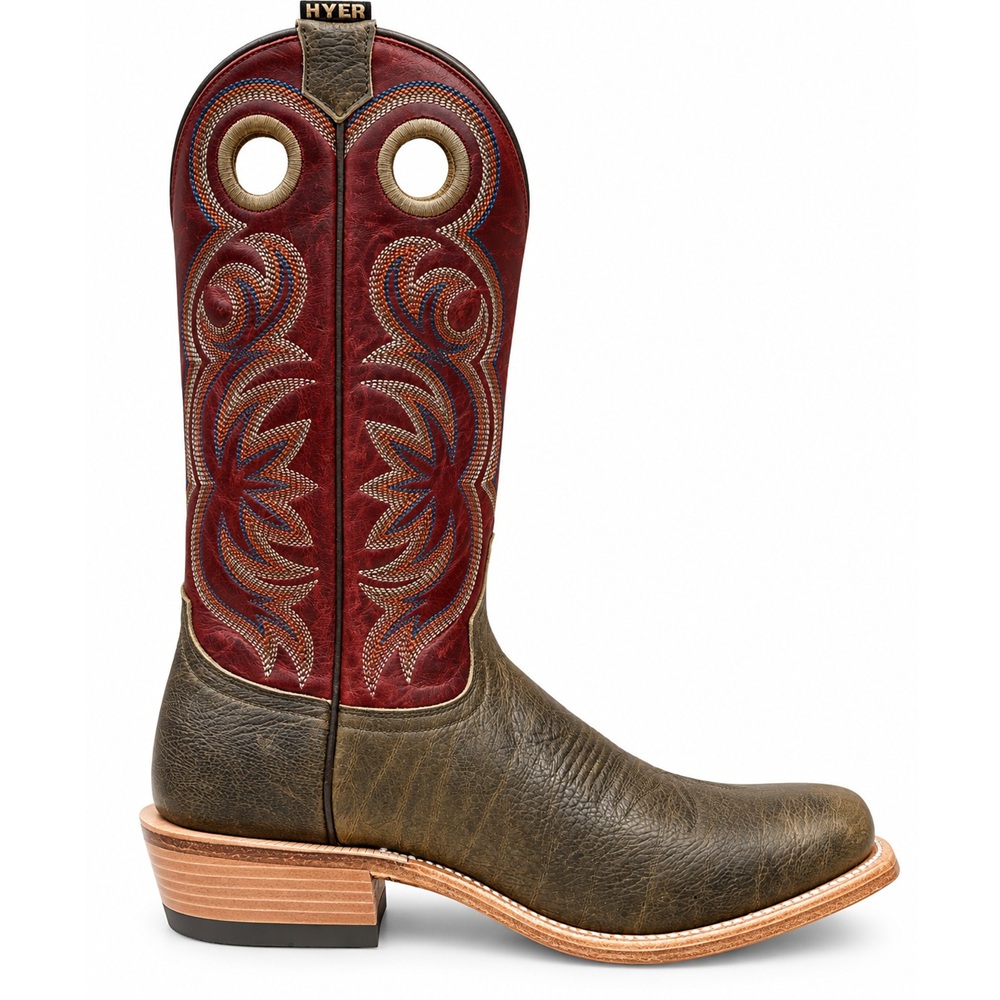 HYER Riley HM12042 Men’s Cutter Toe Cowboy Boots – Tan/Red - Image 4